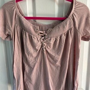American Eagle Outfitters Mauve Off-Shoulder Top